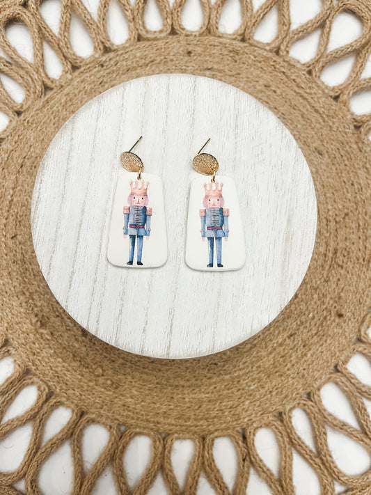 Nutcracker with Crown Polymer Clay Earrings