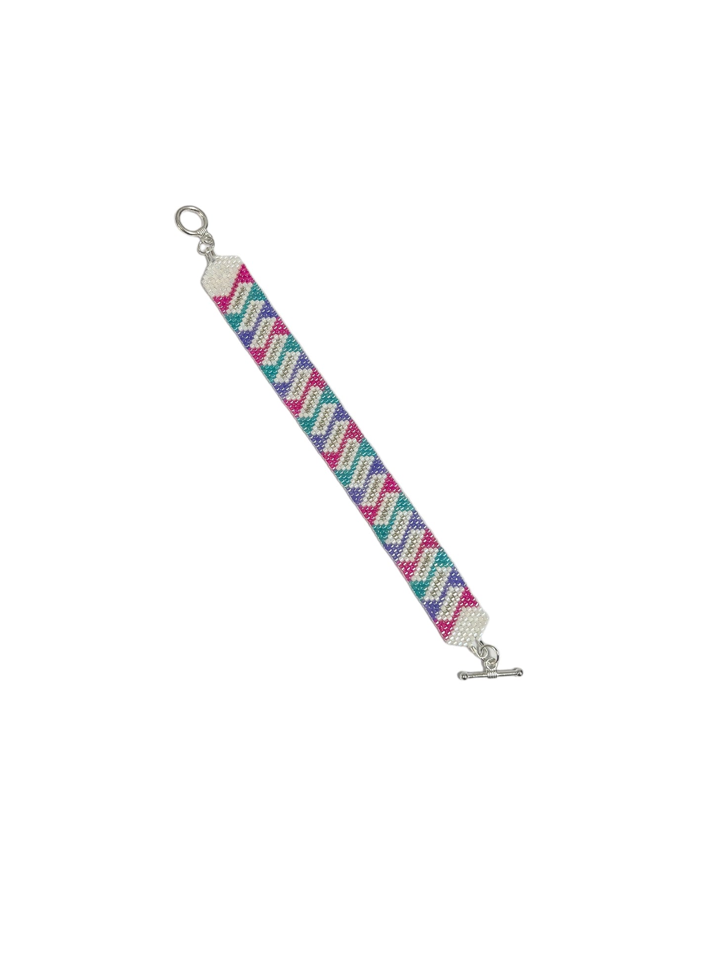 Purple Pink and Teal Beaded Bracelet