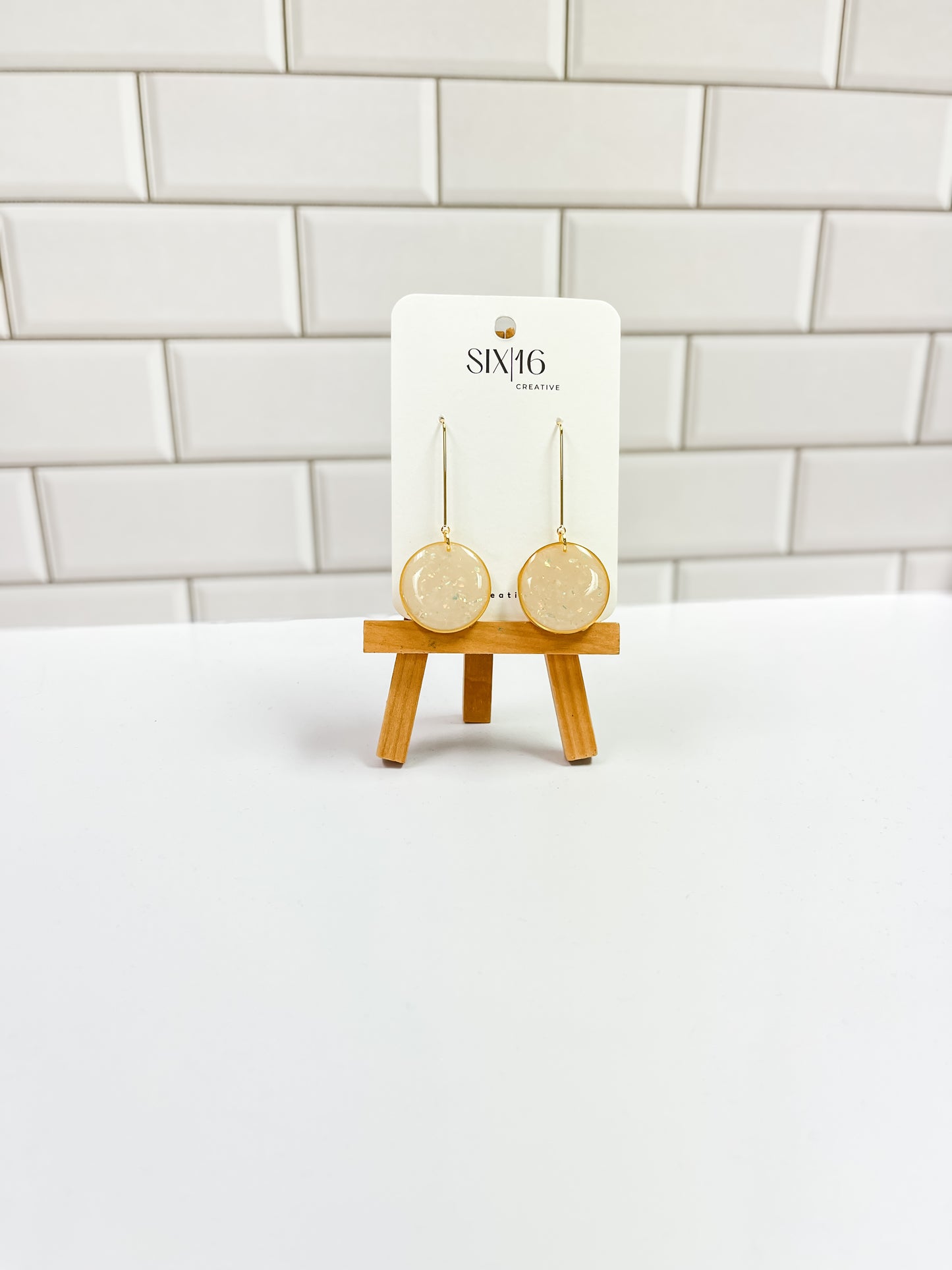Opal Circle Clay Earrings