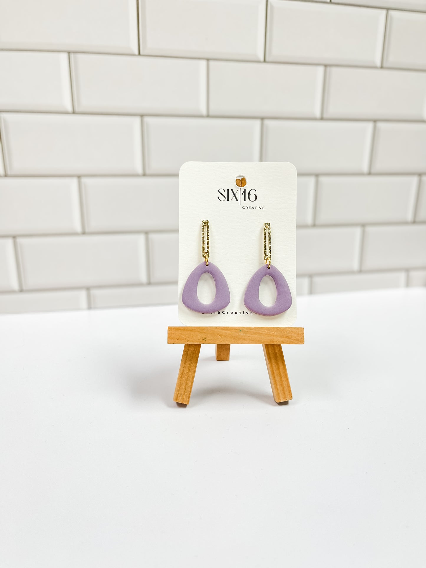 Lilac Triangle Clay Earrings