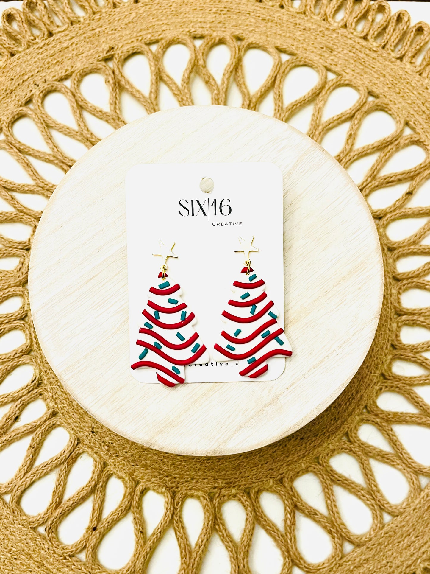 Christmas Tree Cake Polymer Clay Earrings