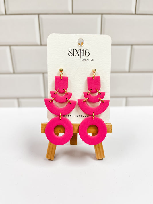 Pink 4 Piece Clay Earrings