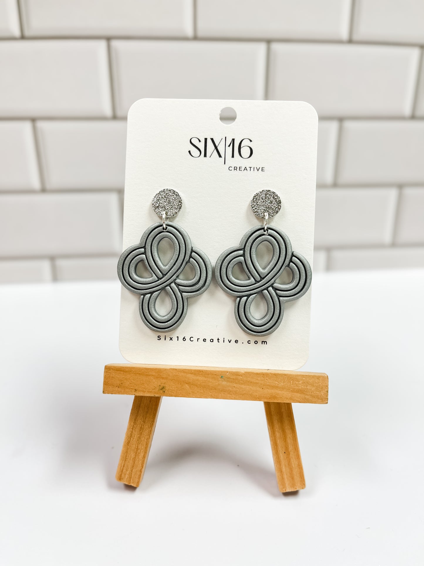 Silver Cross Polymer Clay Earrings
