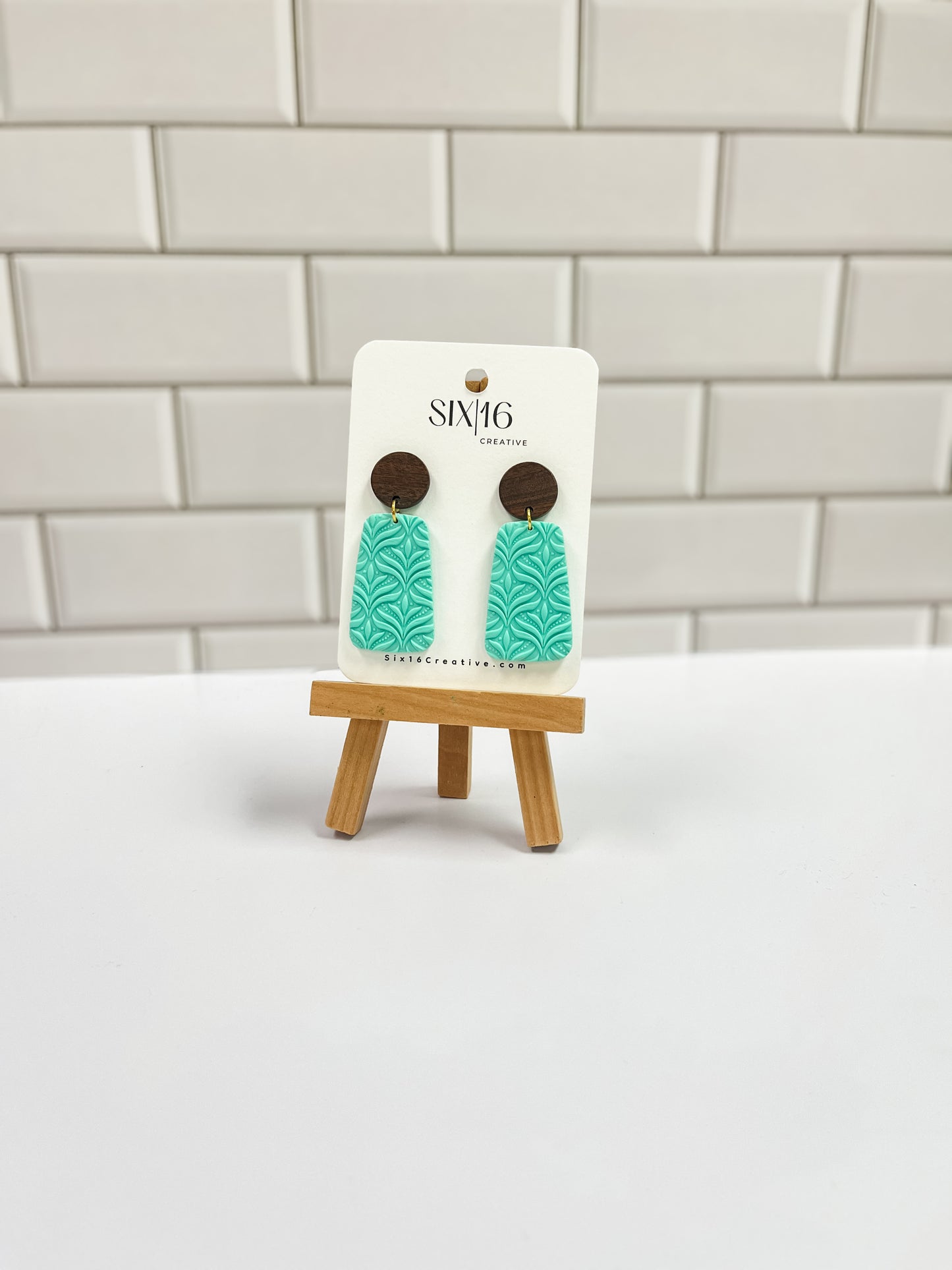 Mint Green Clay Earrings