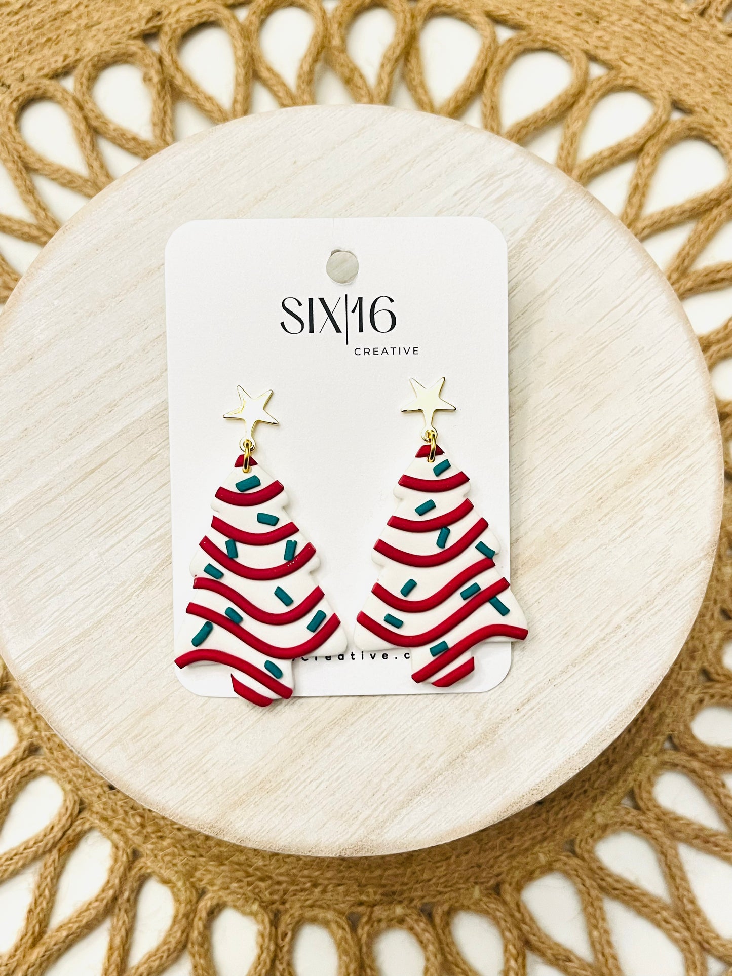 Christmas Tree Cake Polymer Clay Earrings