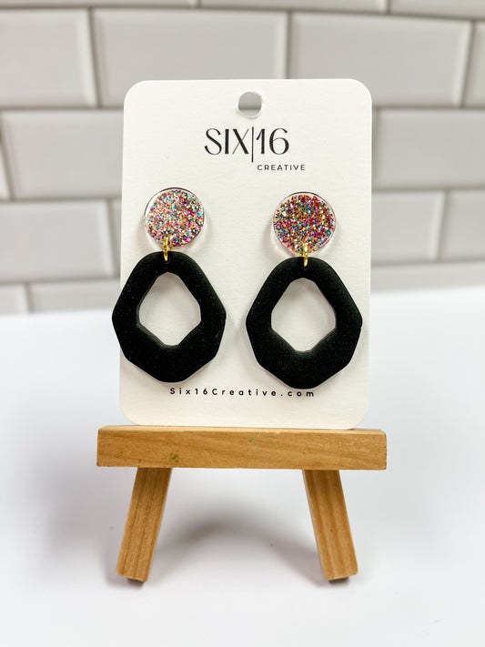 Black Polymer Clay Earrings