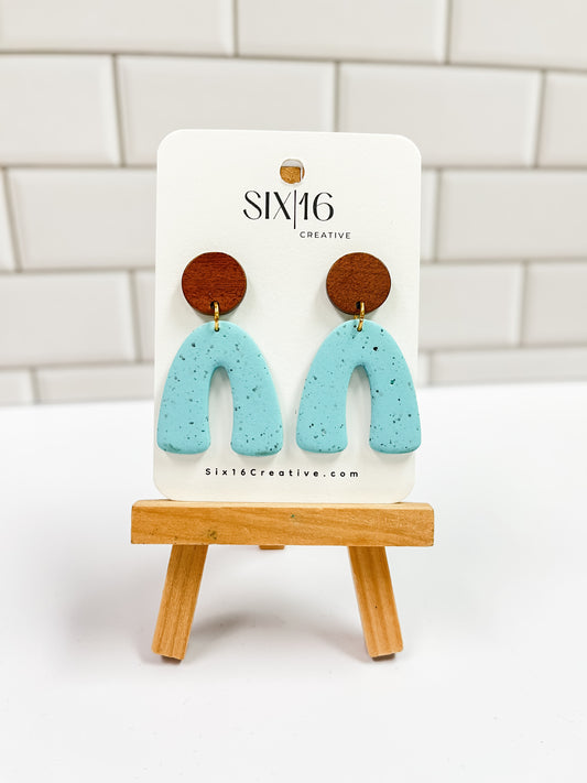 Blue Arch Clay Earrings