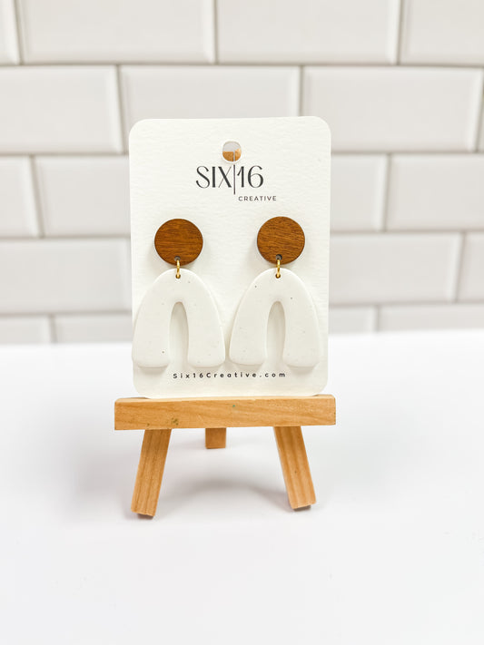White Arch Polymer Clay Earrings