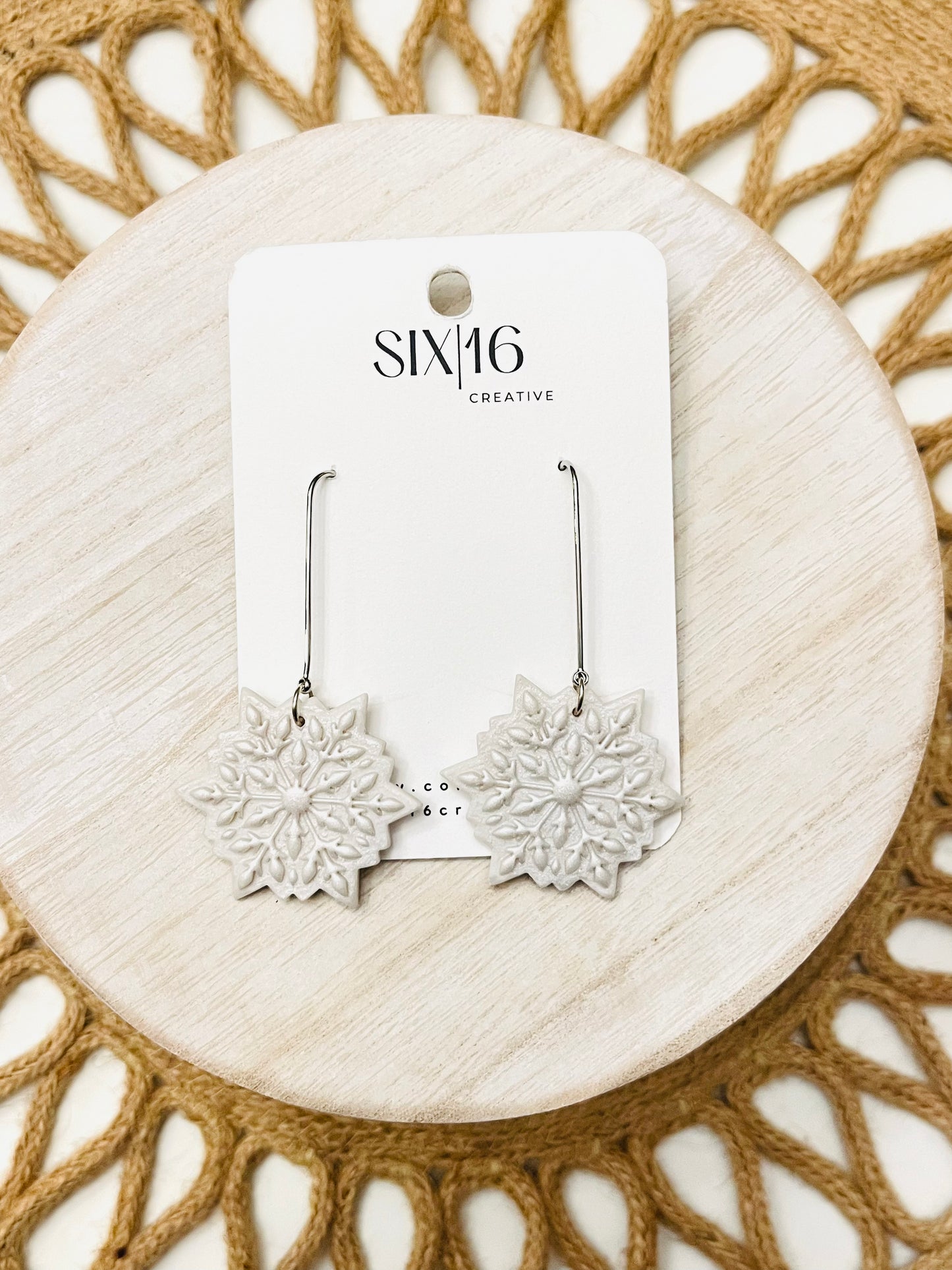 Snowflake Polymer Clay Earrings