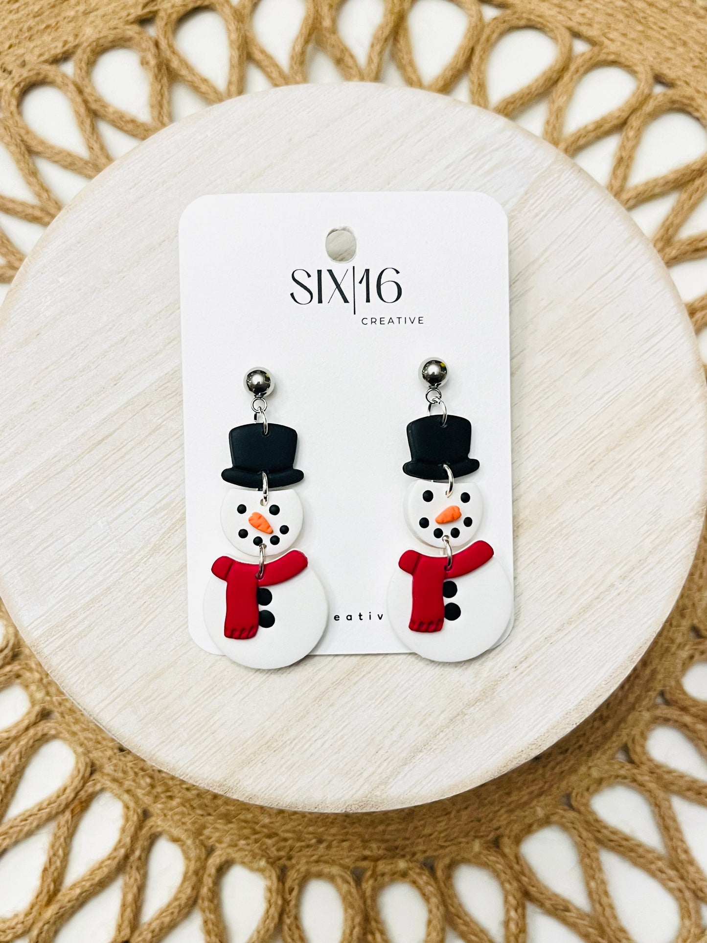 Snowman Polymer Clay Earrings