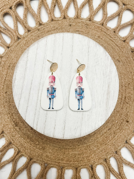 Nutcracker with Red Hat Polymer Clay Earrings