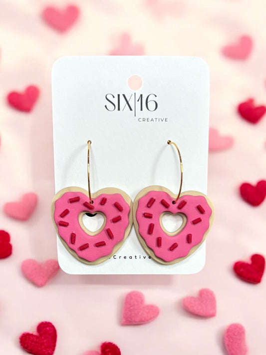 Heart Donut Clay Earrings