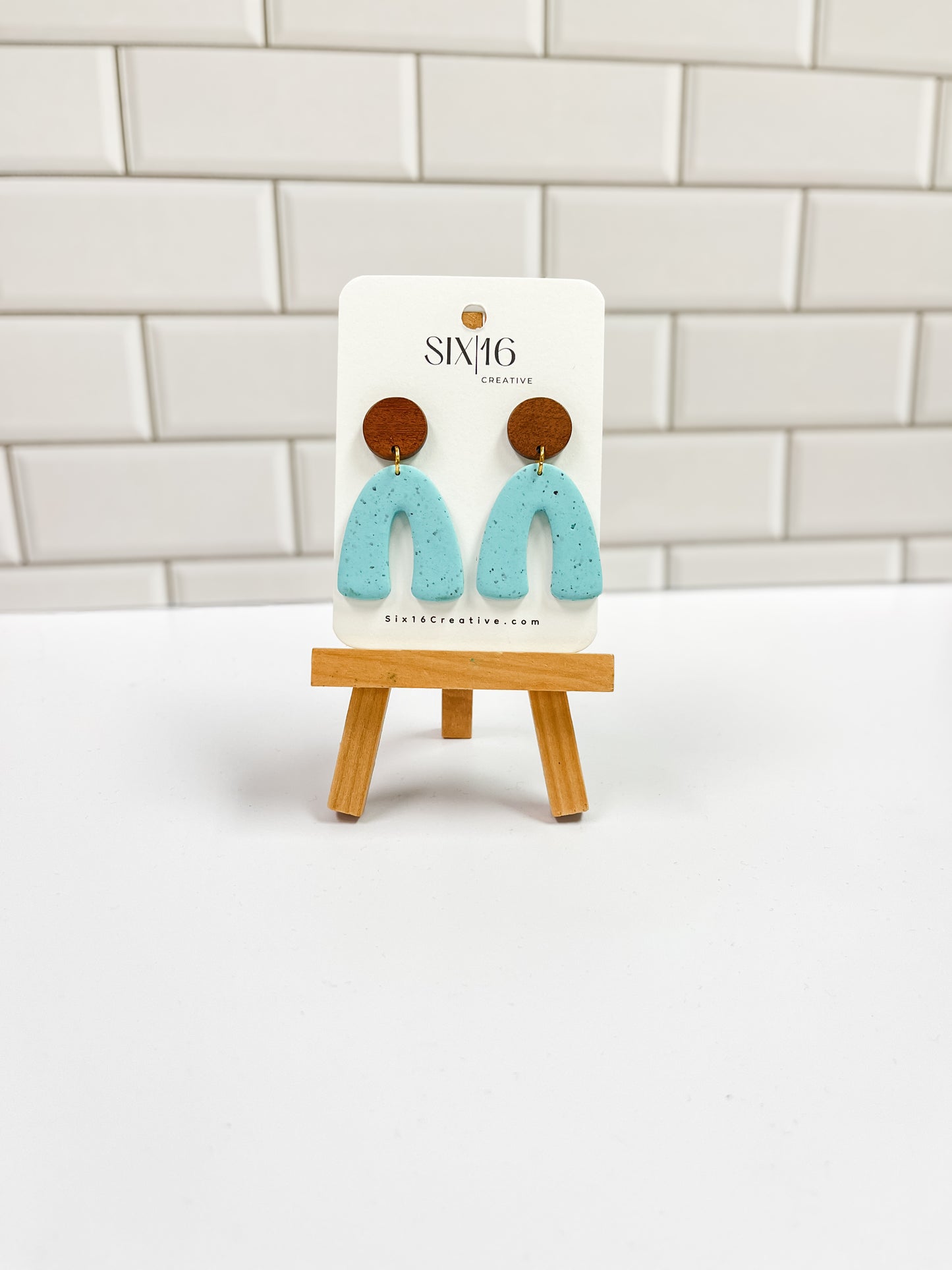 Blue Arch Clay Earrings