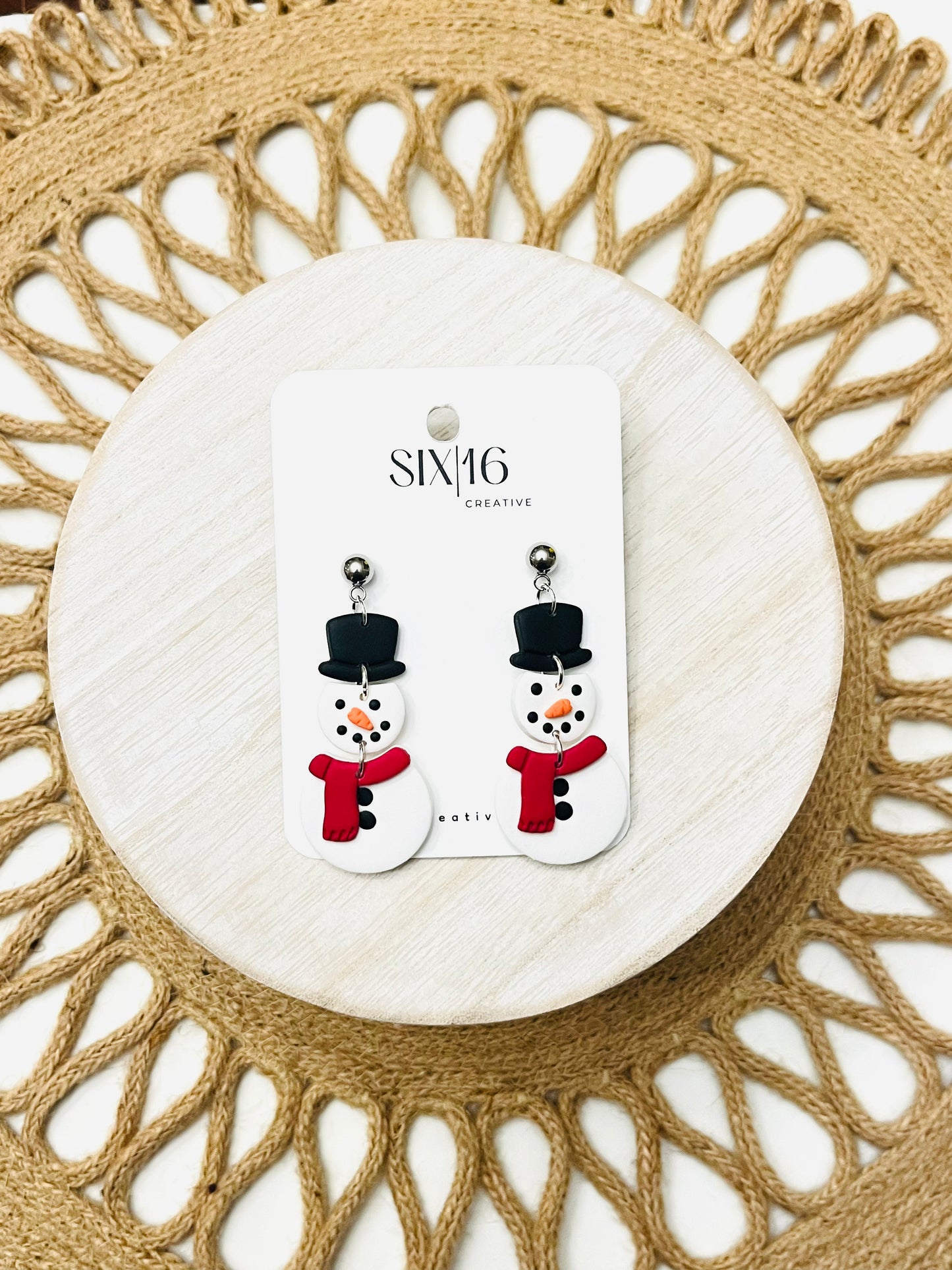 Snowman Polymer Clay Earrings