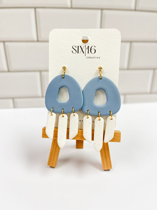Blue Triangle Polymer Clay Earrings
