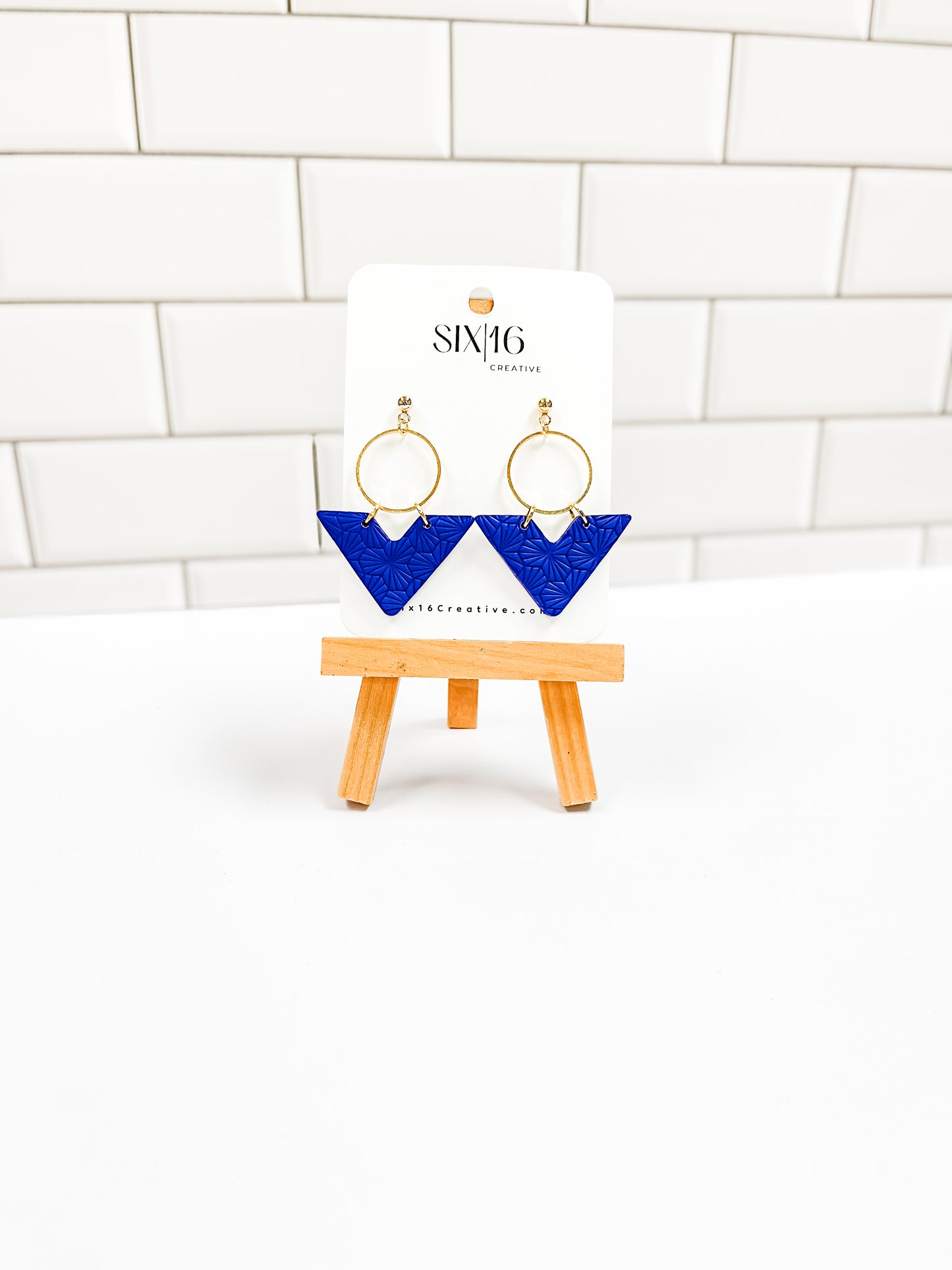 Purple V Clay Earrings with Gold