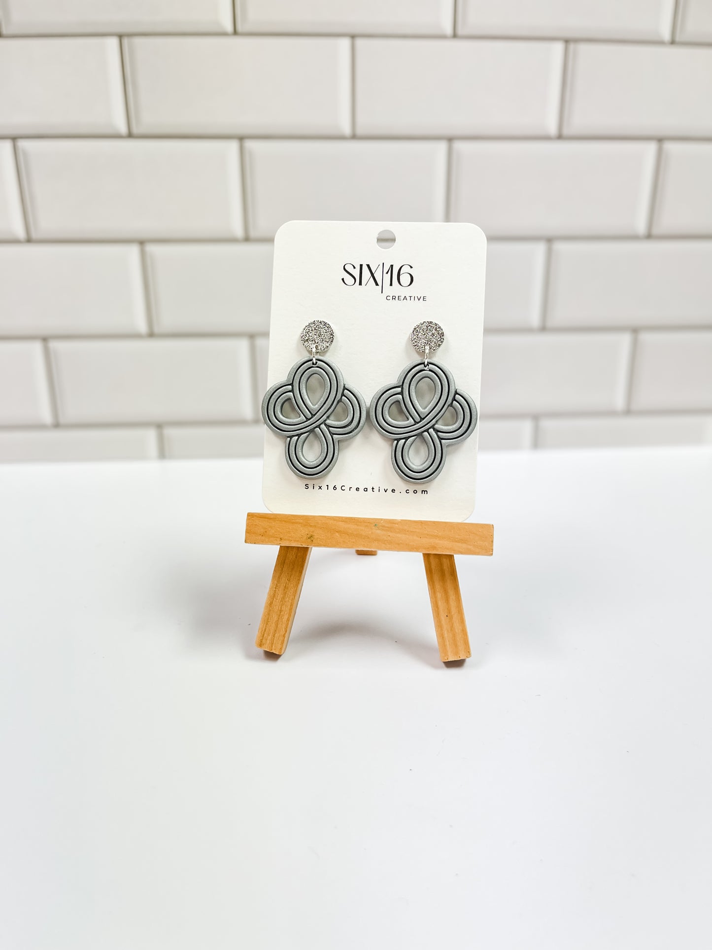 Silver Cross Polymer Clay Earrings