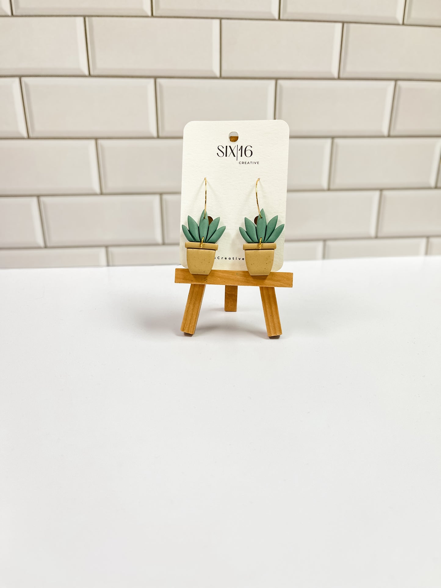 Sage Potted Plant Clay Earrings