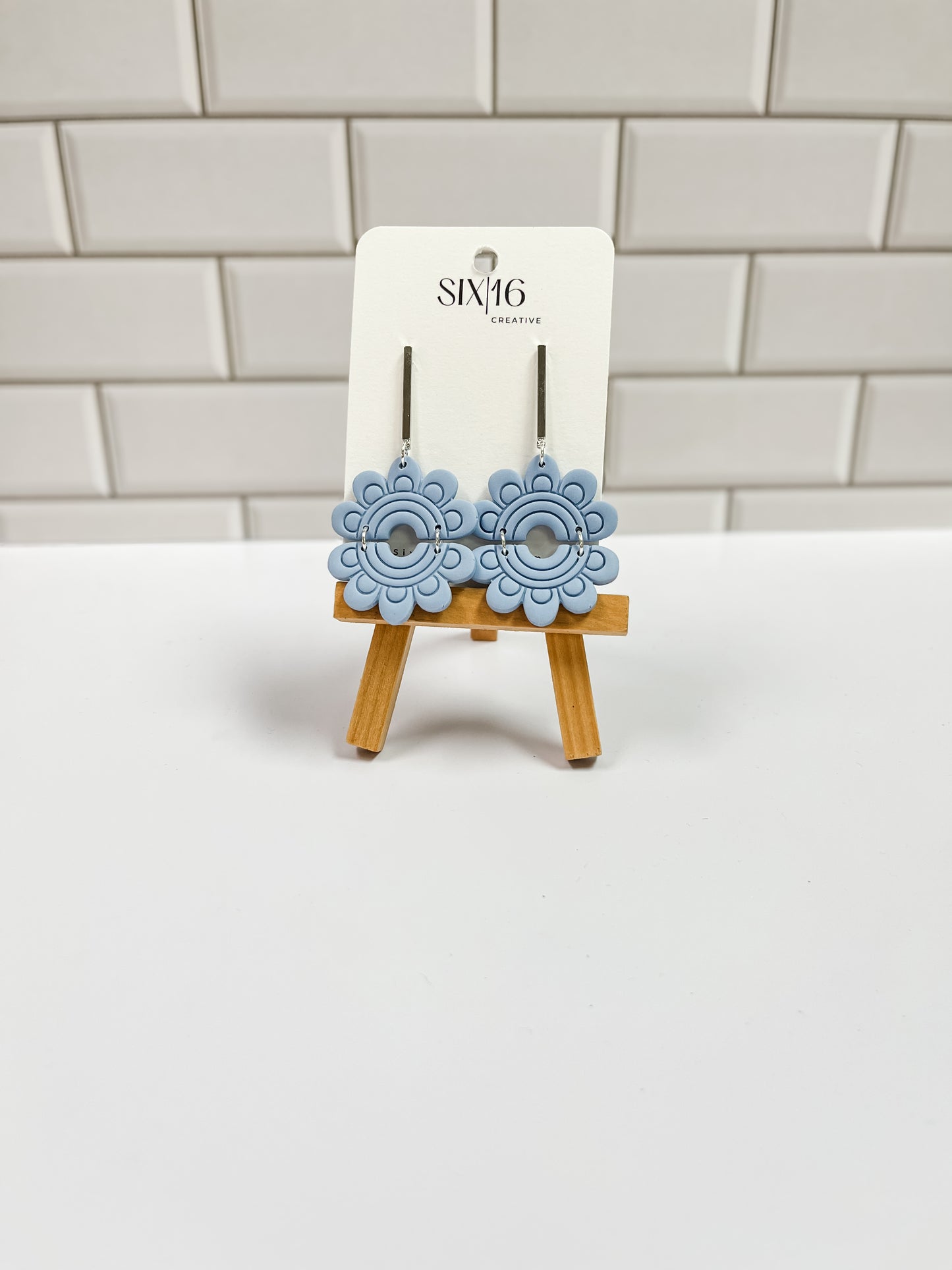 Blue Circle Polymer Clay Earrings