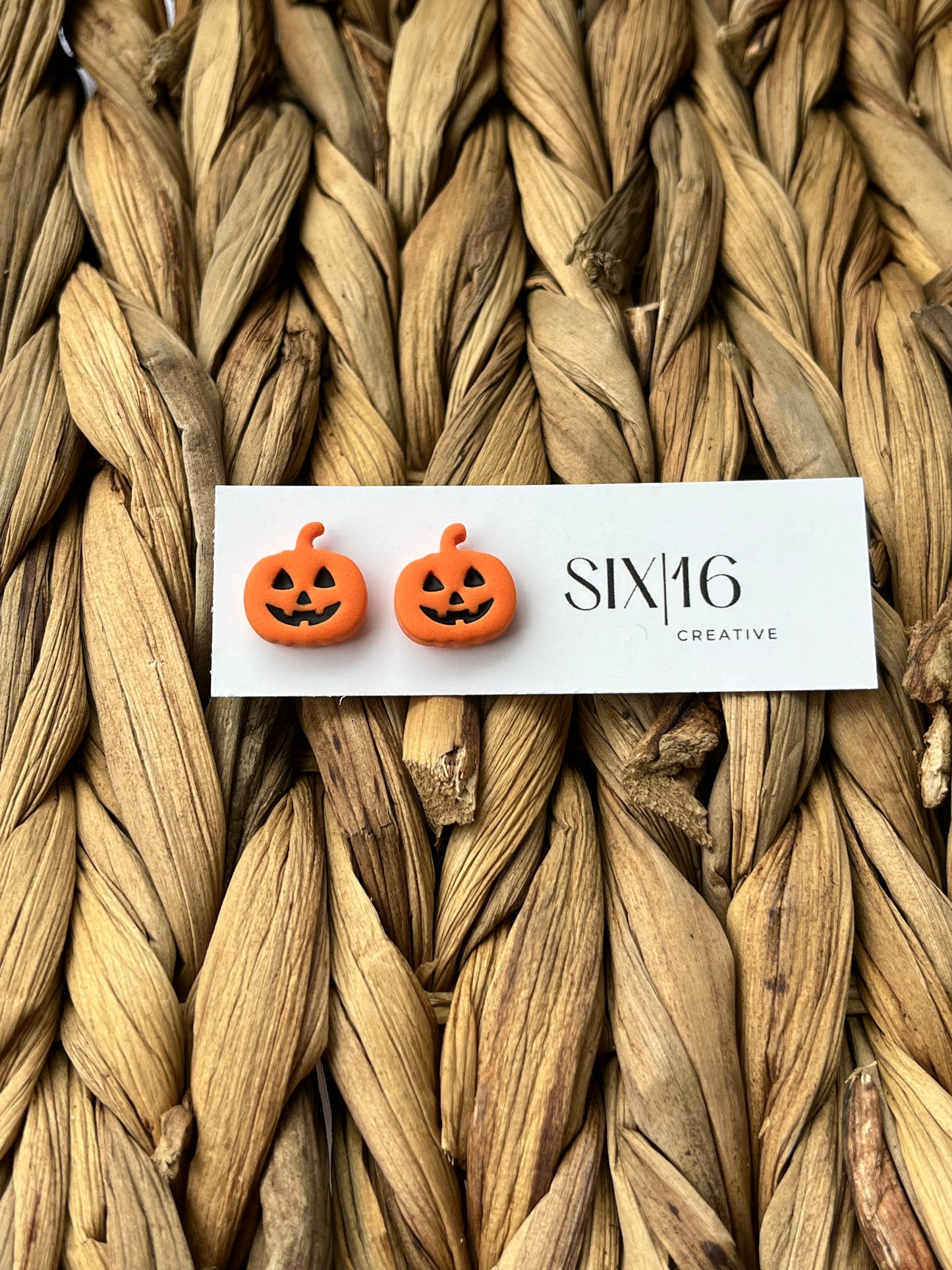 Jack-o'-lantern Stud Clay Earrings