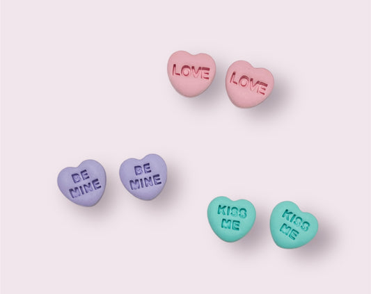 Conversation Heart Stud Clay Earrings
