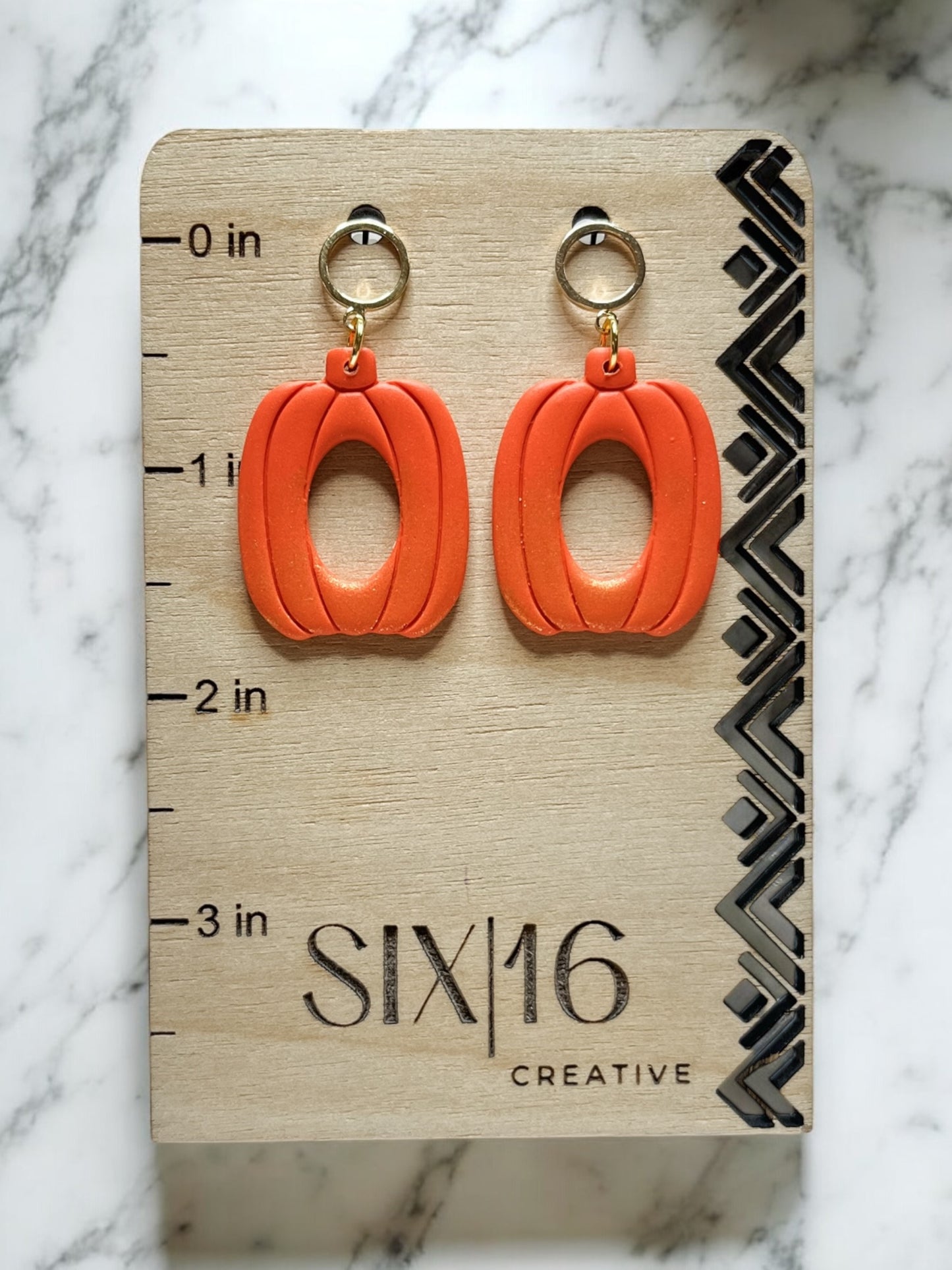 Orange Open Pumpkin Clay Earrings