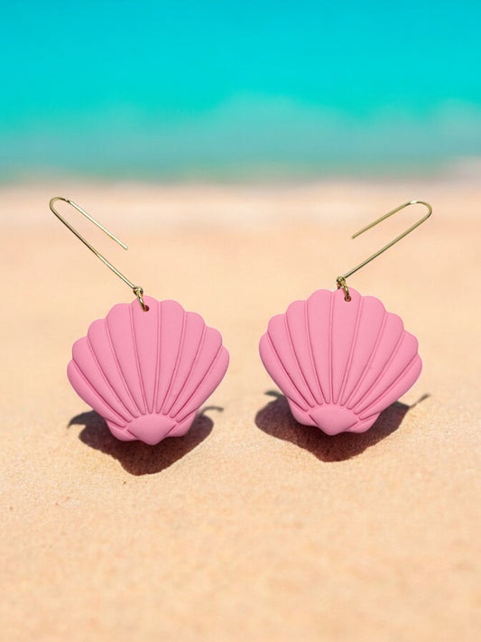 Pink Shell Clay Earrings