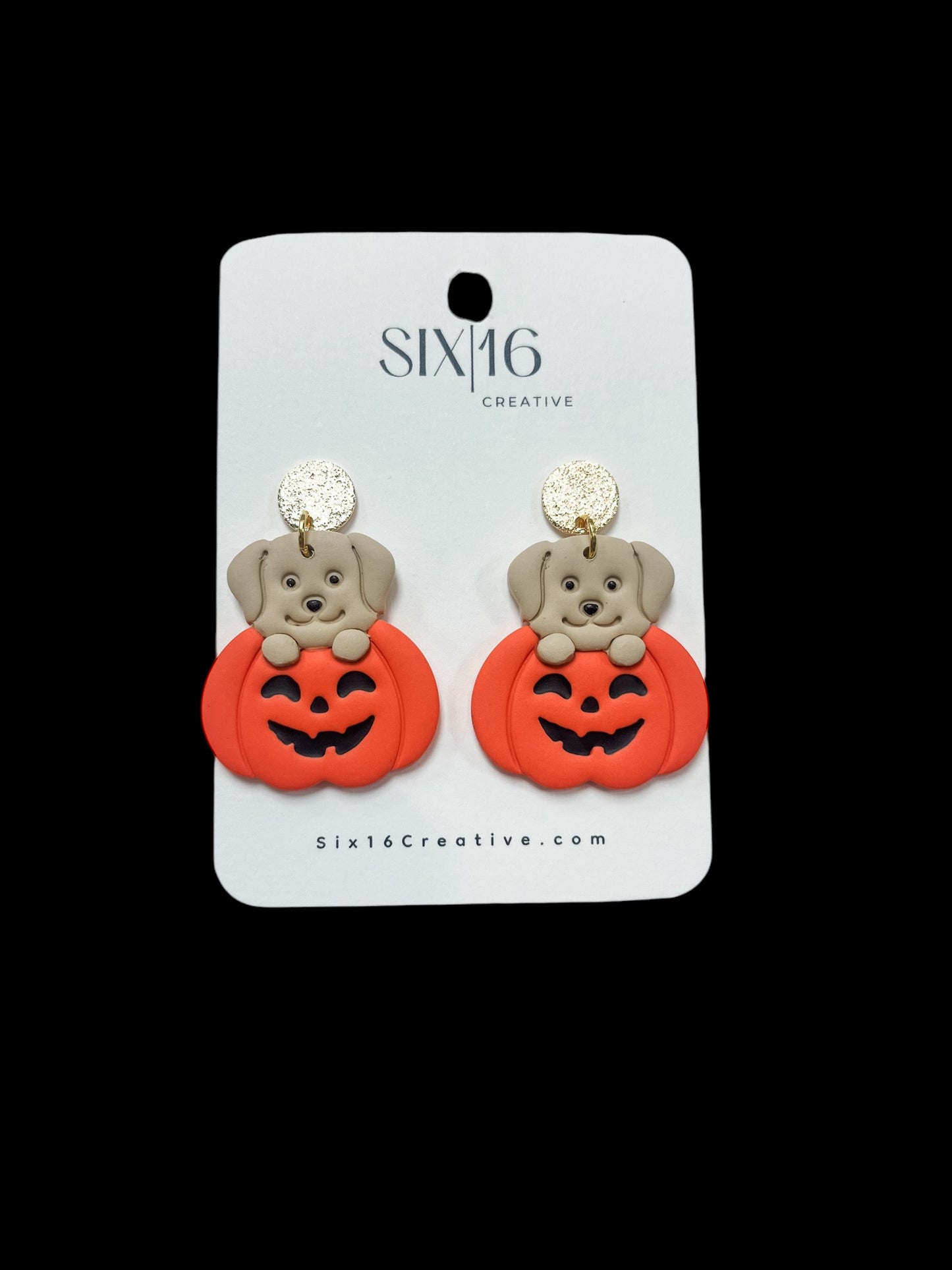 Pumpkin Dog Clay Earrings