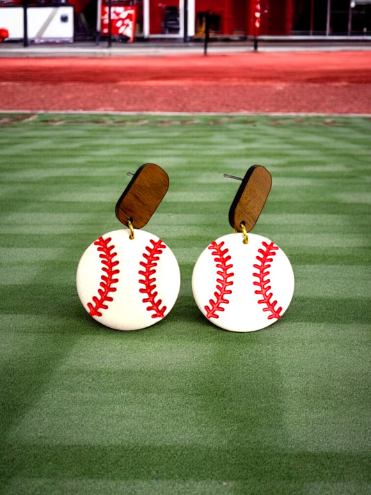 Baseball Clay Earrings