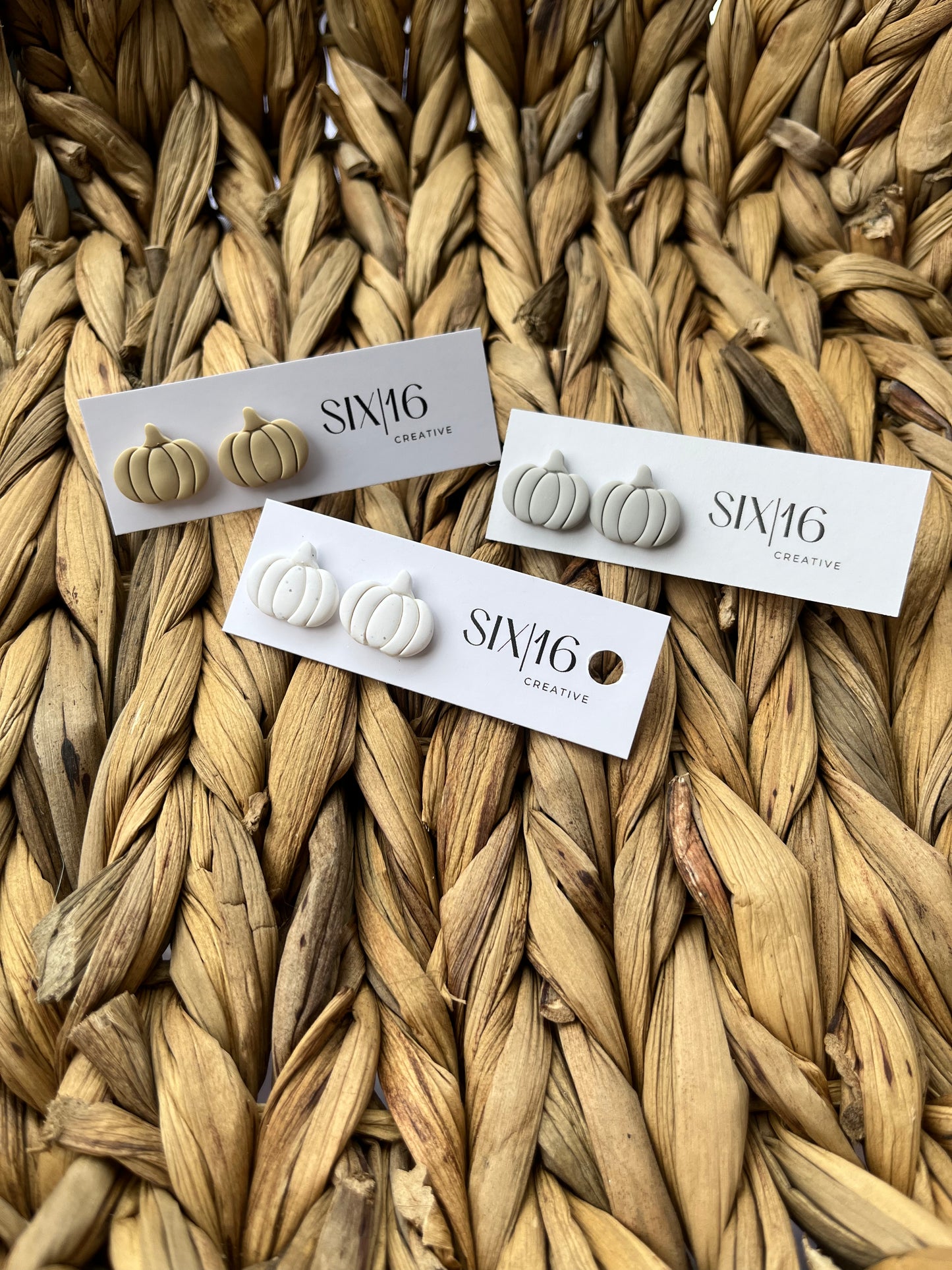 Pumpkin Stud Clay Earrings