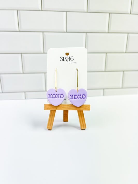 Purple Conversation Heart Clay Earrings