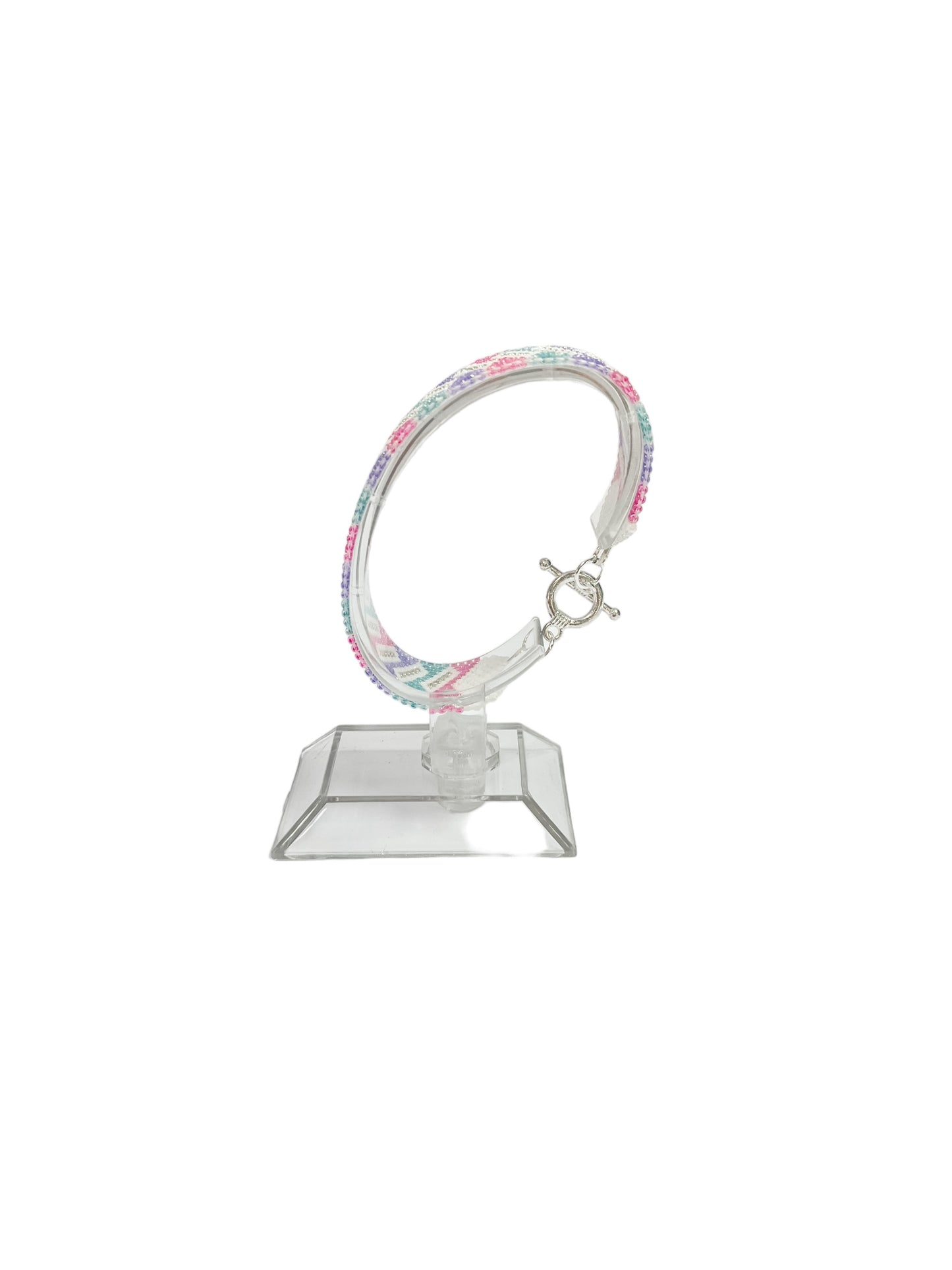 Purple Pink and Teal Beaded Bracelet