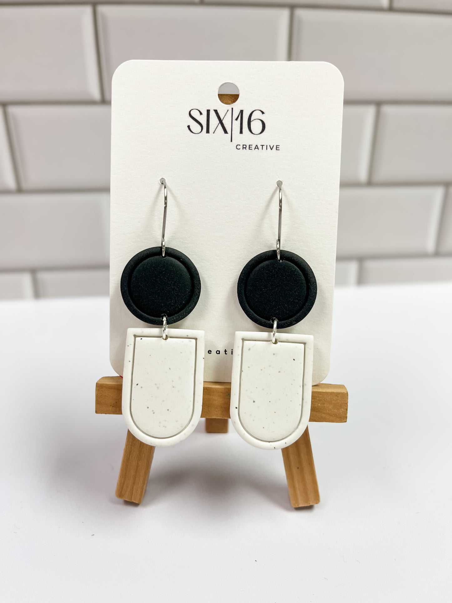 Black and White Arch Polymer Clay Earrings