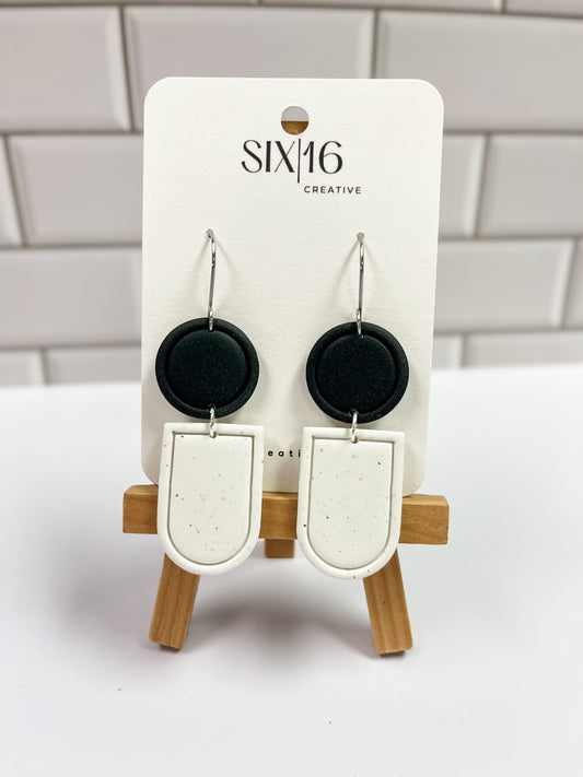 Black and White Arch Polymer Clay Earrings