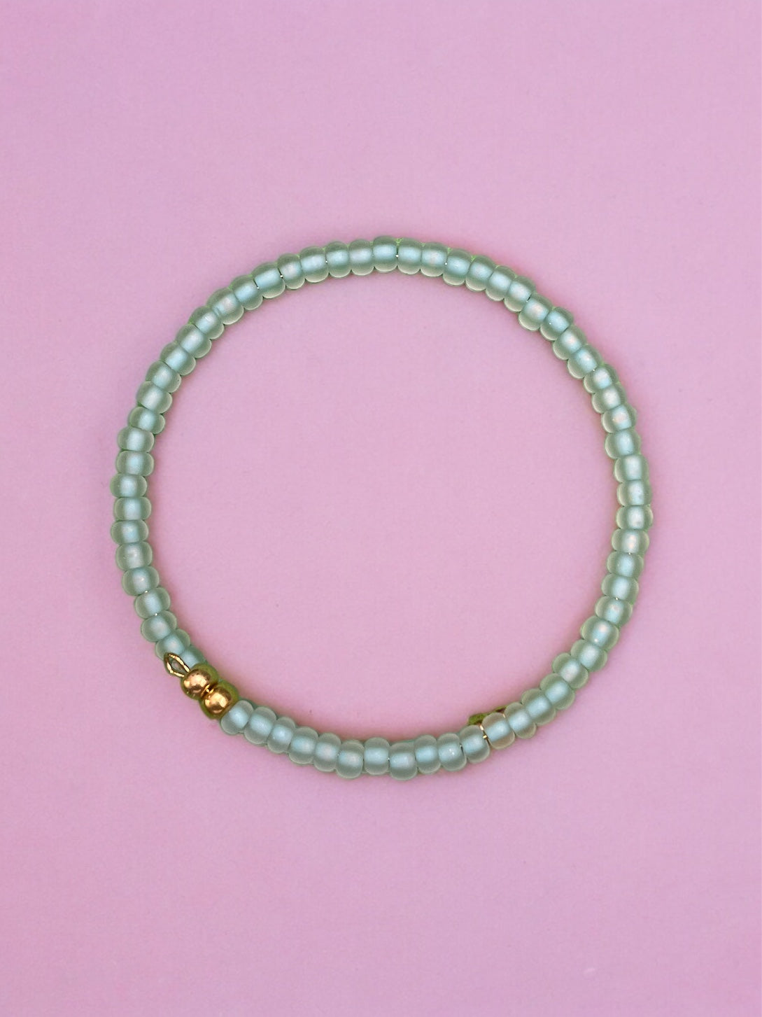 Matte Aqua and Gold Beaded Bracelet