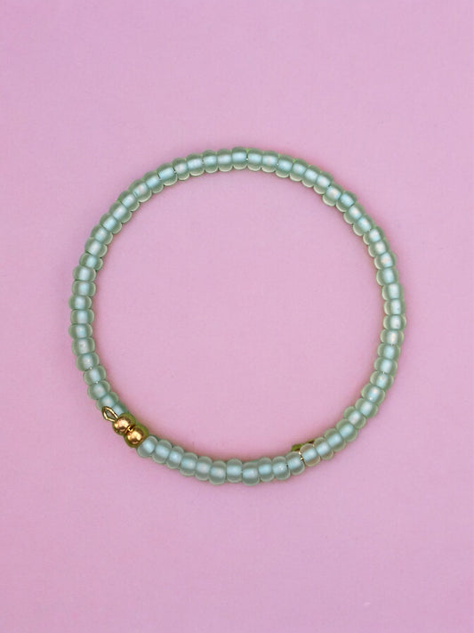 Matte Aqua and Gold Beaded Bracelet
