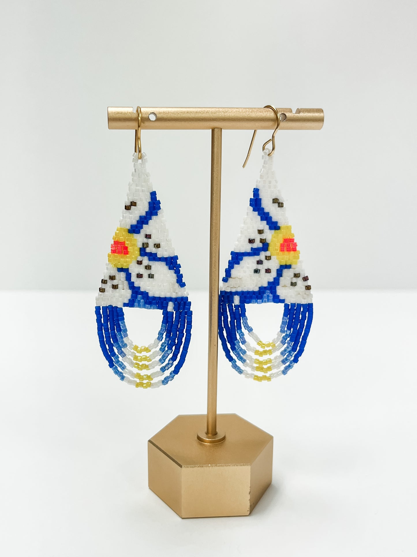 White Flower Beaded Earrings