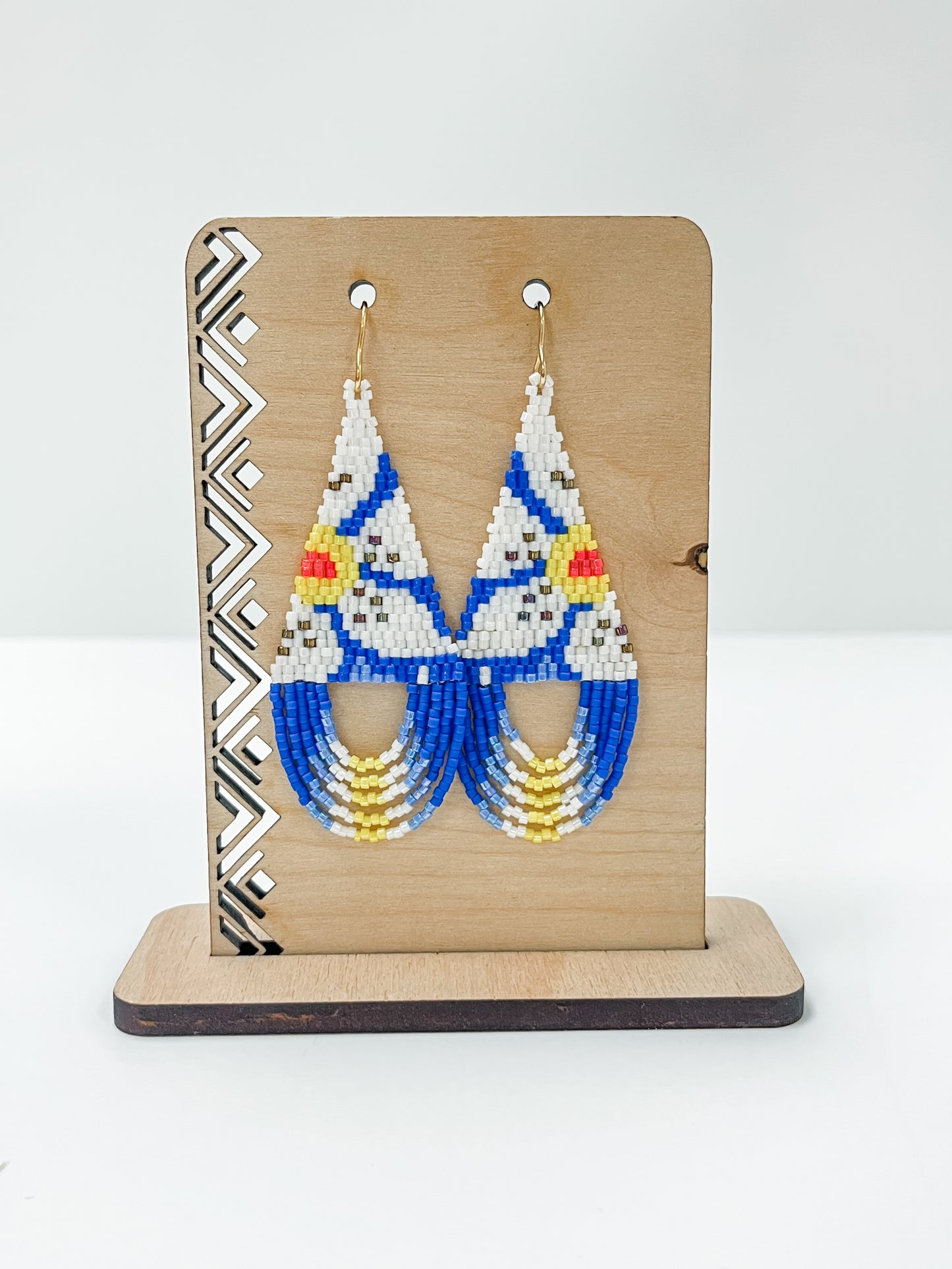 White Flower Beaded Earrings