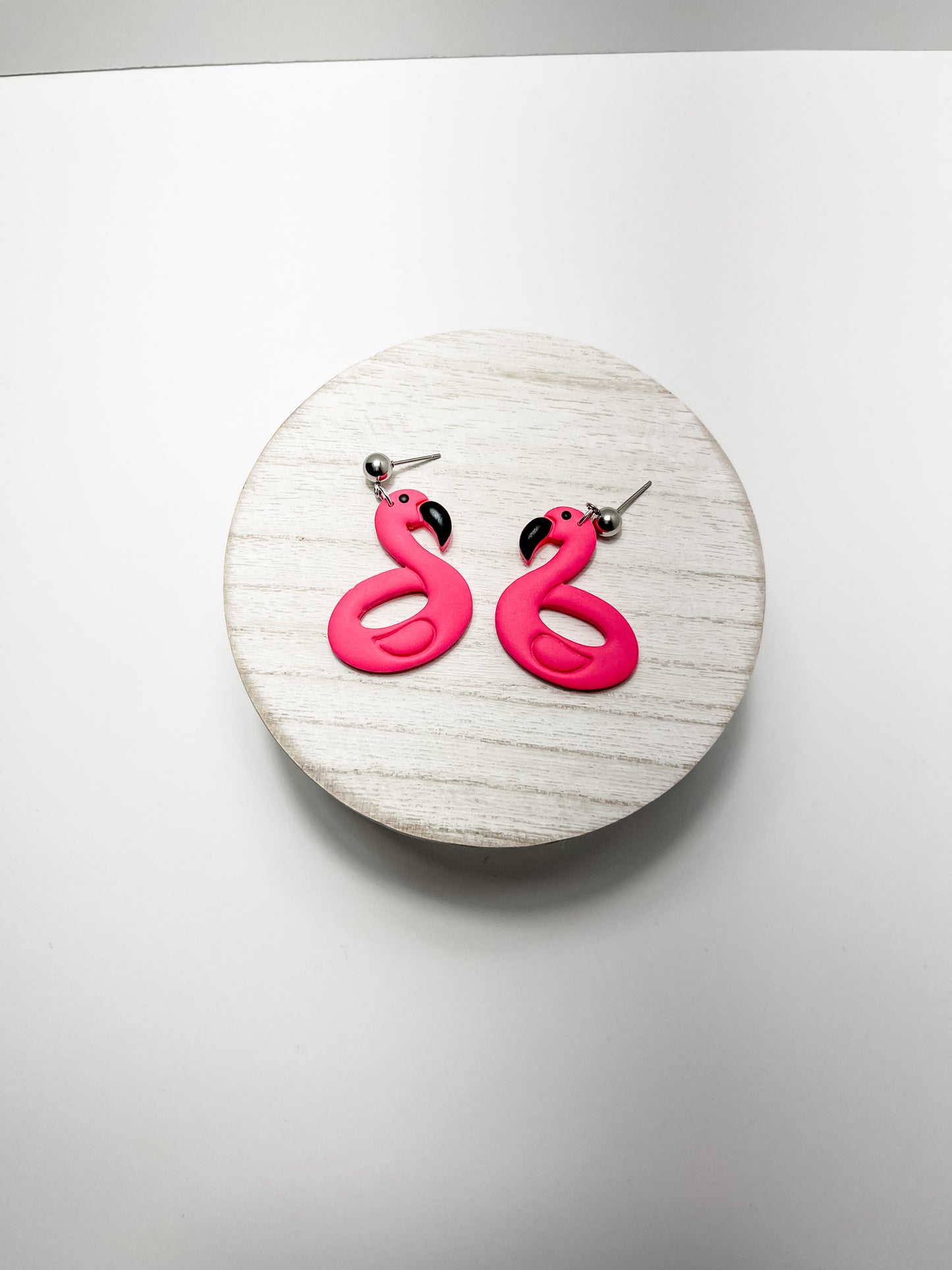 Flamingo Pool Float Clay Earrings