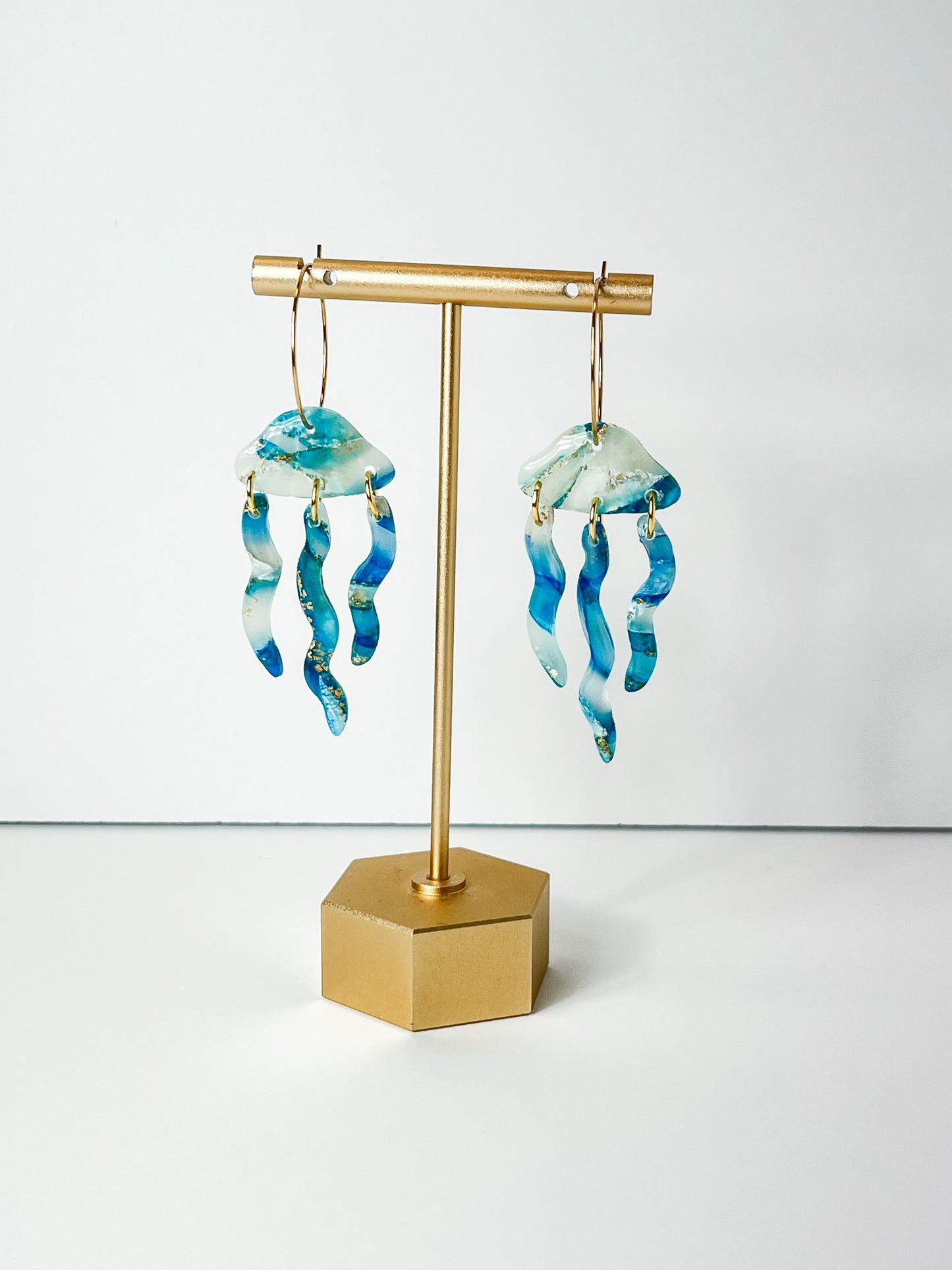 Blue Jellyfish Clay Earrings