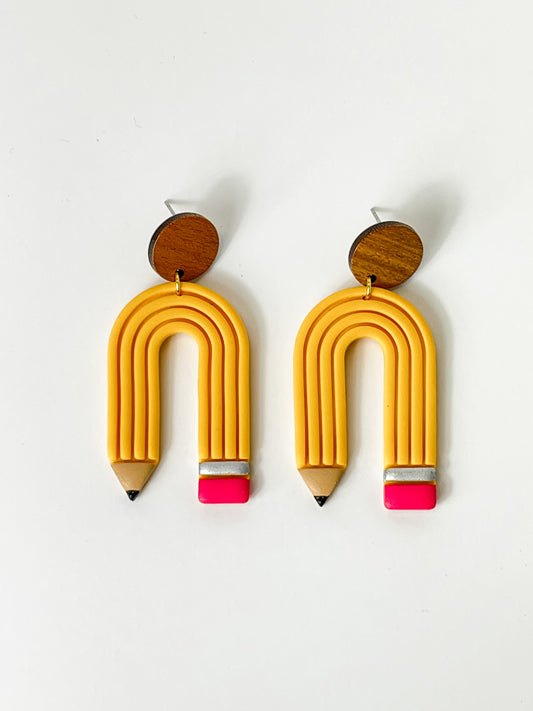 Pencil Arch Clay Earrings