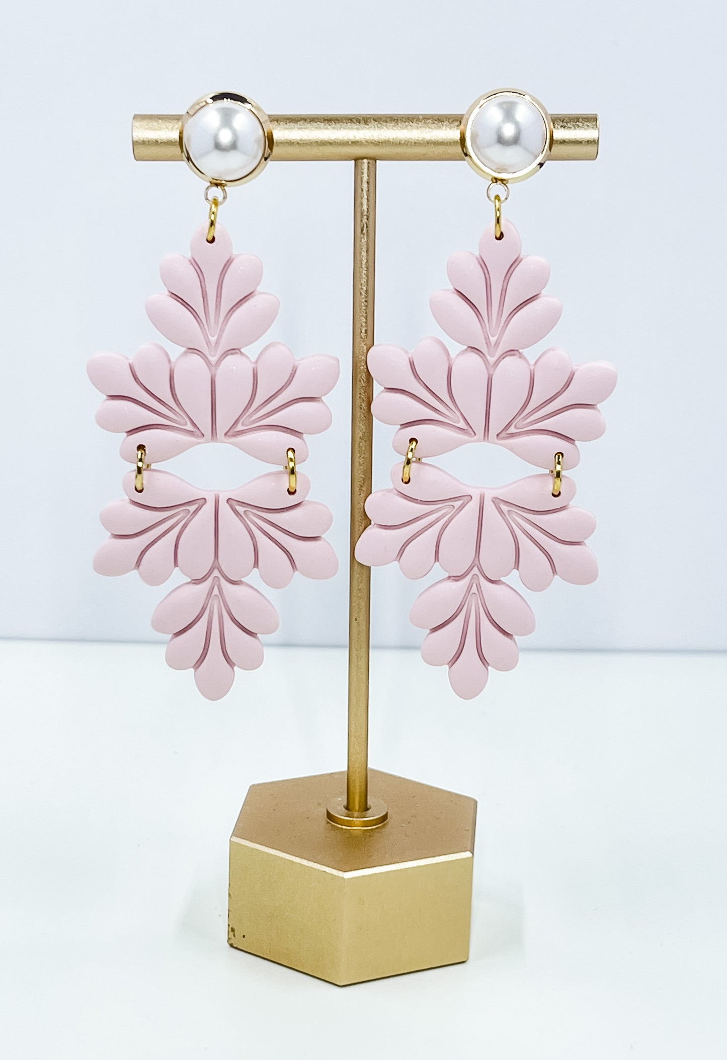 Light Pink and Pearl Clay Earrings