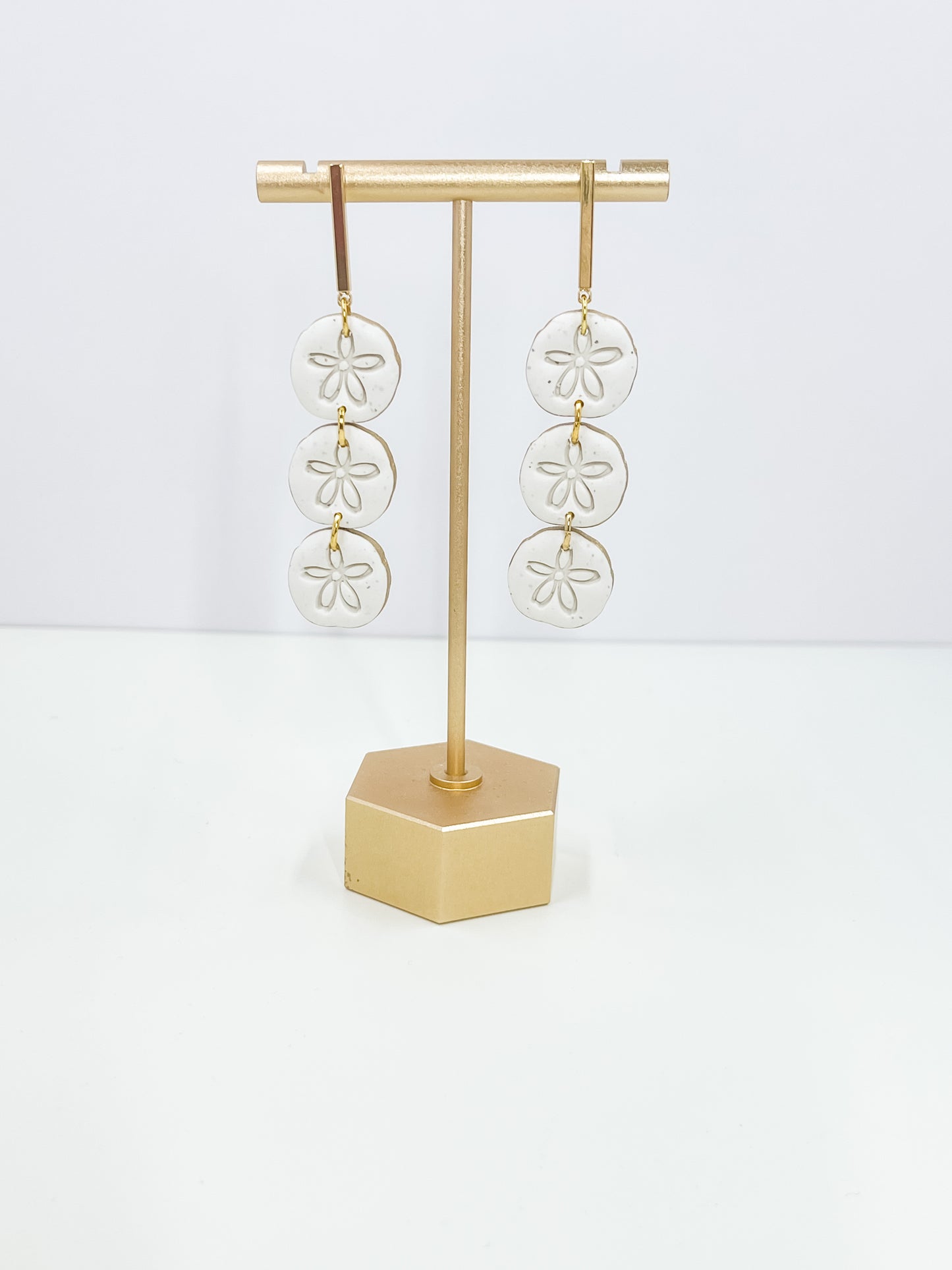 Stacked Sand Dollar Polymer Clay Earrings