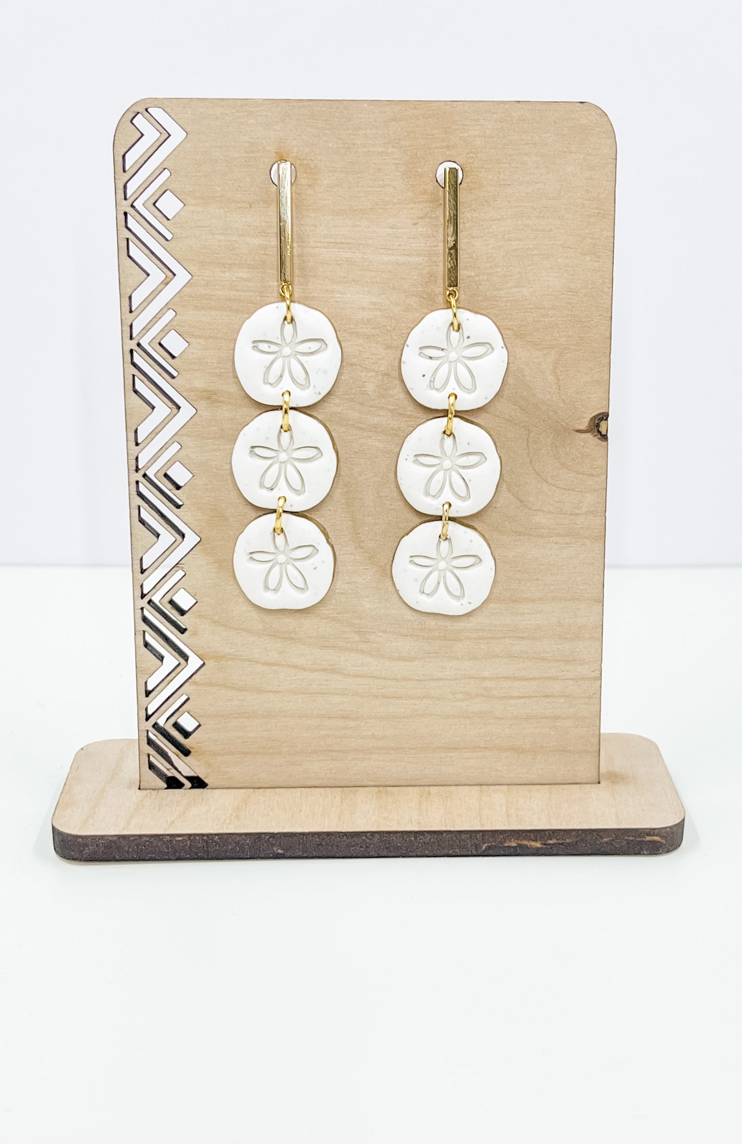 Stacked Sand Dollar Polymer Clay Earrings