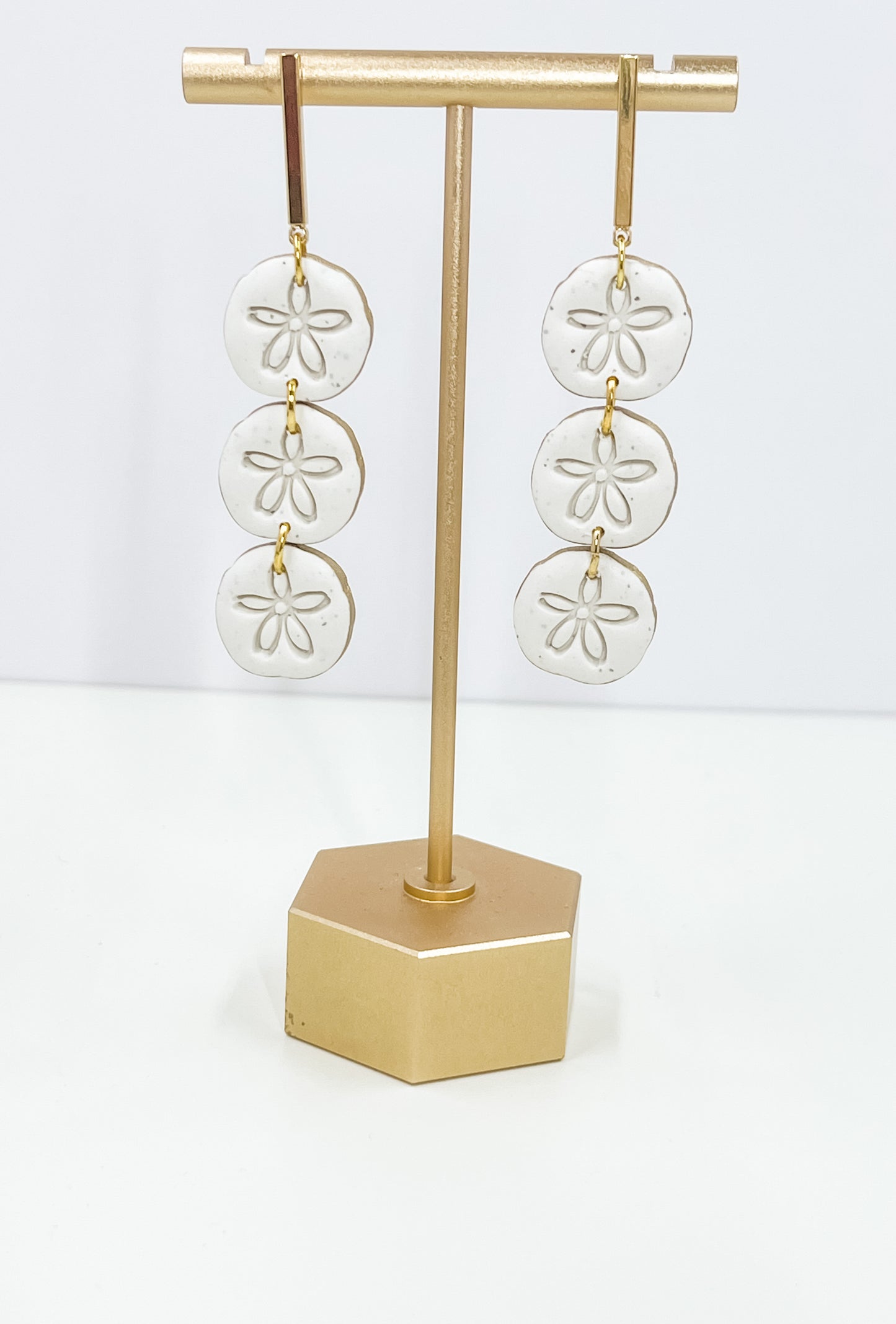 Stacked Sand Dollar Polymer Clay Earrings