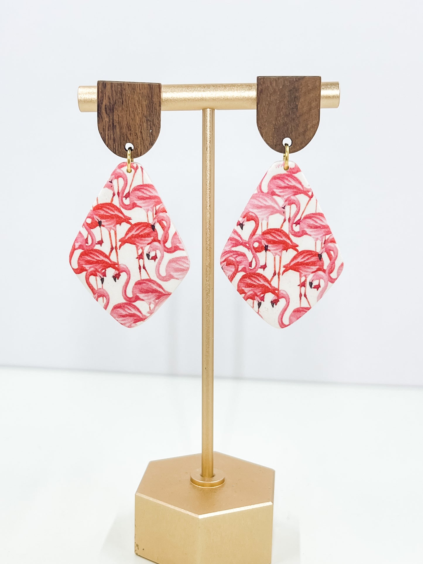 Flamingo Print Polymer Clay Earrings