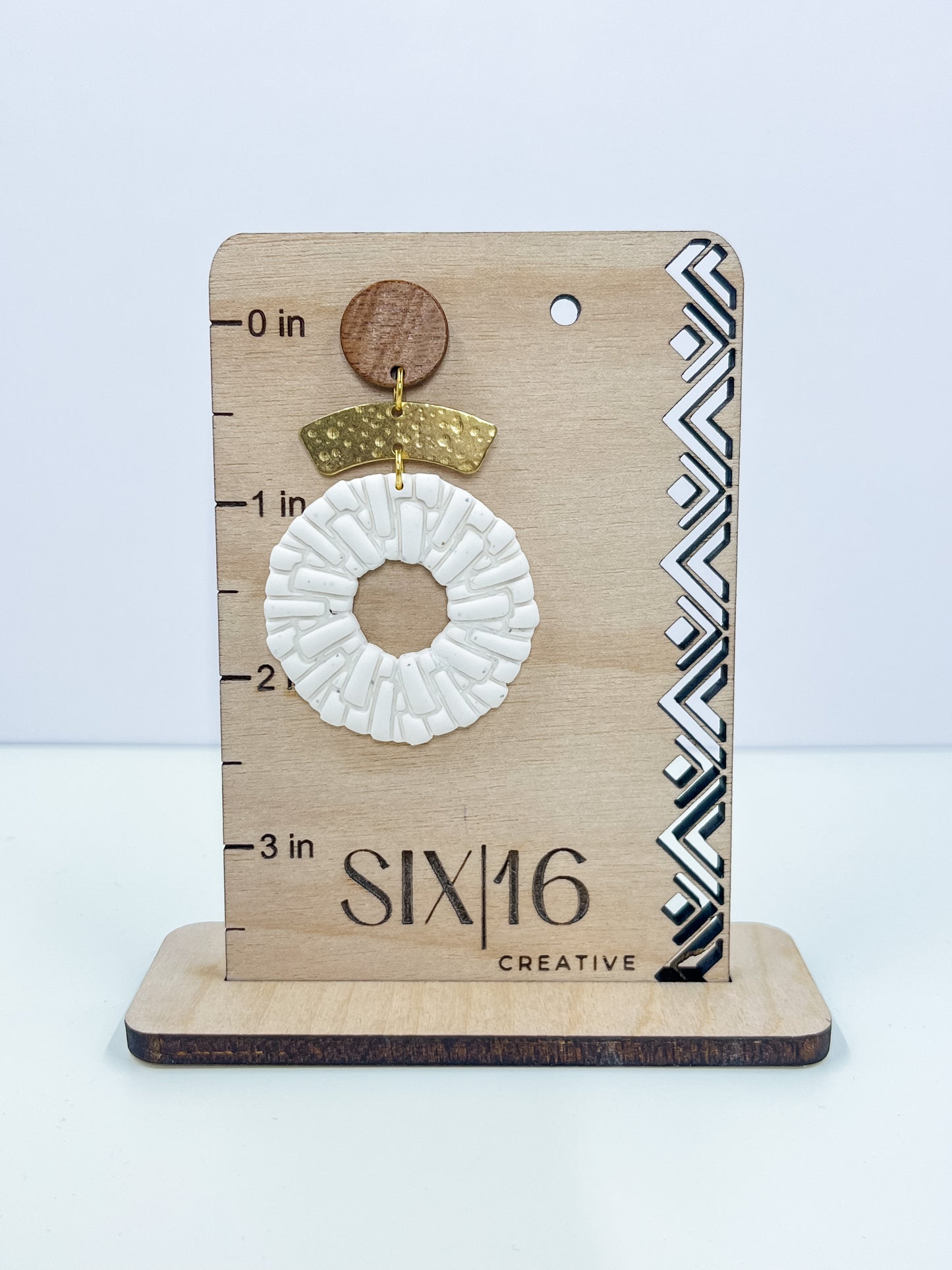White Circle Polymer Clay Earrings