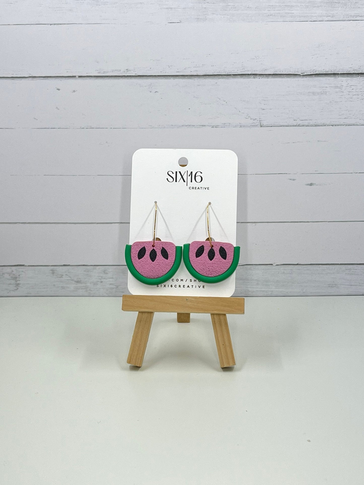 Pink Watermelon Clay Earrings
