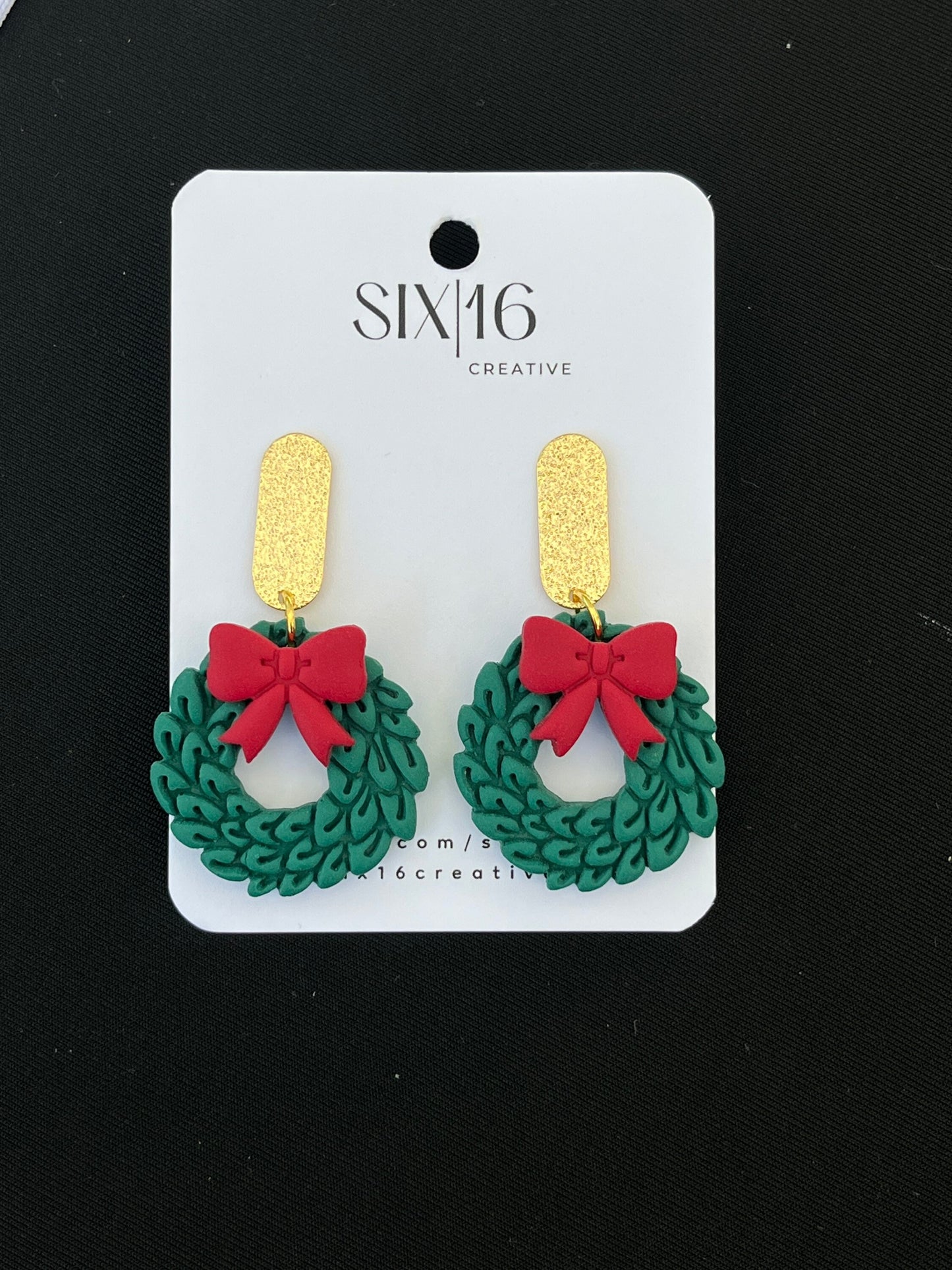 Christmas Wreath Polymer Clay Earrings