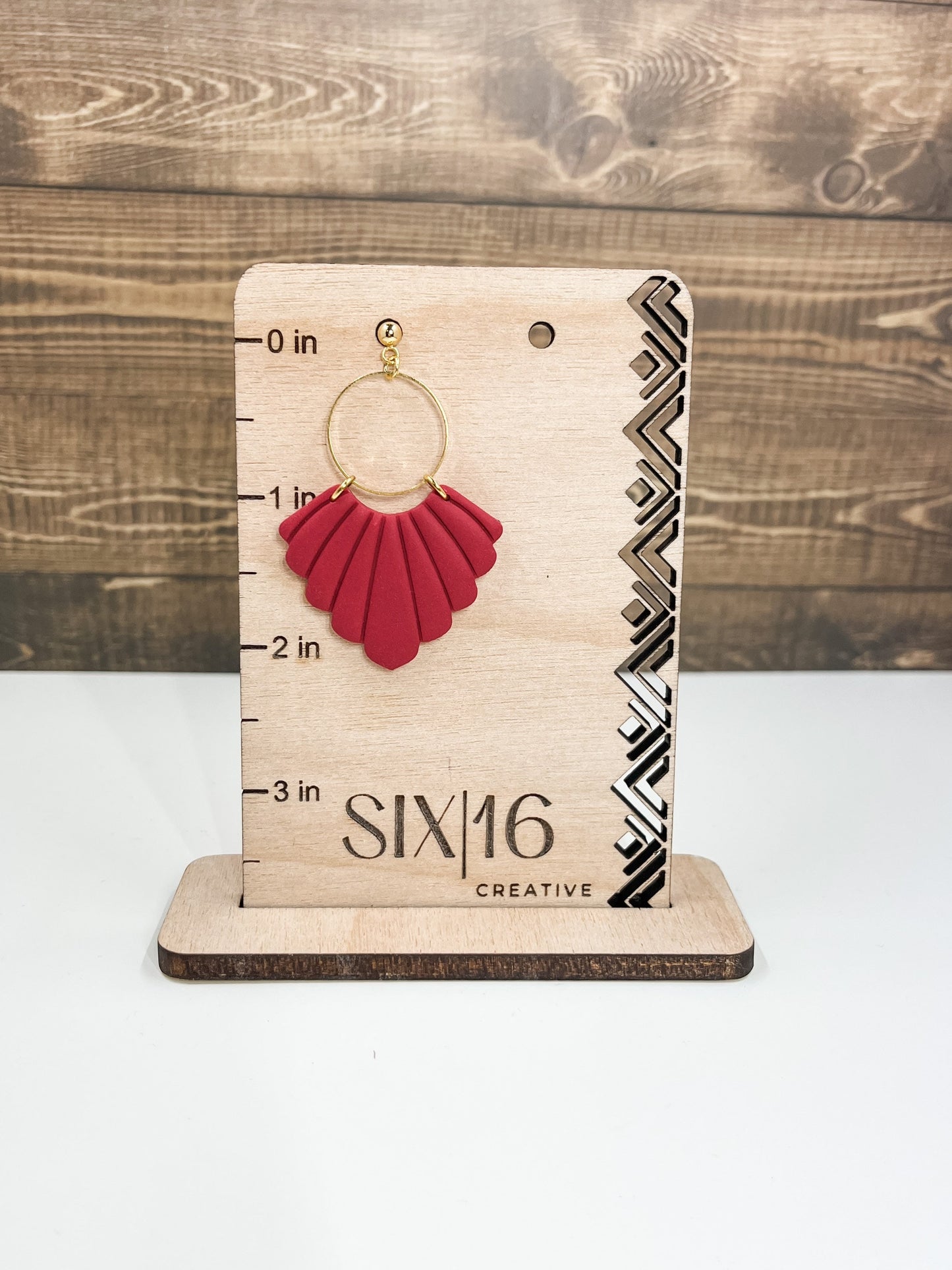 Red Fan Clay Earrings